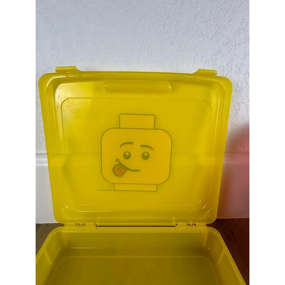 LEGO Minifigure Head Storage Case Gently Used Lot of 2 Red Yellow